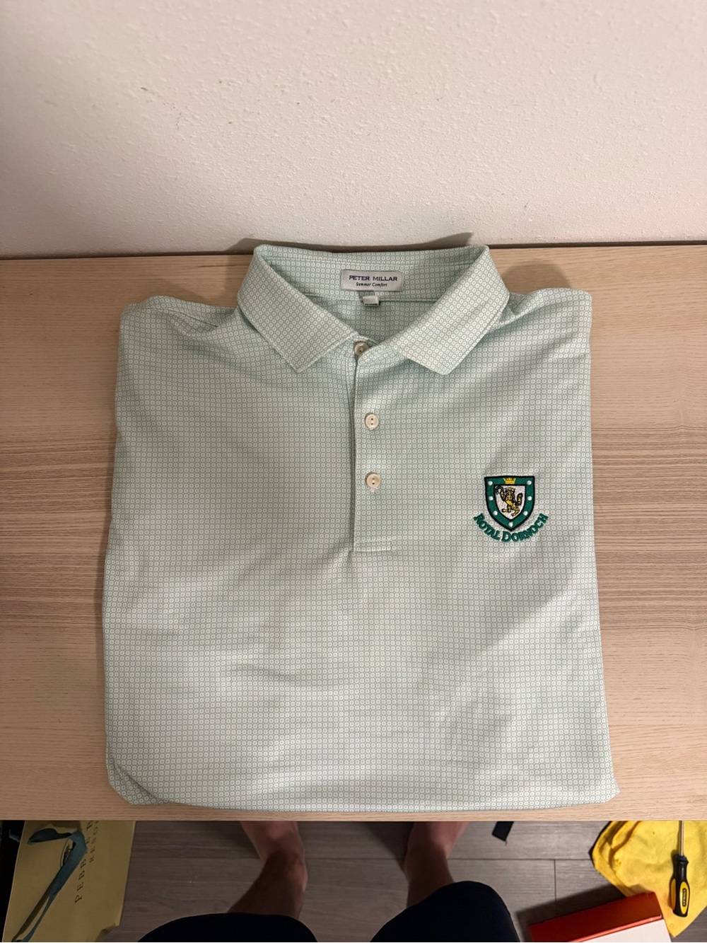 Peter Millar Men's Mint Green Polo with Embroidered Crest